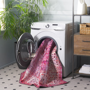 Safavieh Tucson Area Rug - Elegant Green-grey And Beige Design, Machine Washable, Slip Resistant For Safety Fuchsia ,Rust Polyester Pile Tsn204p-6