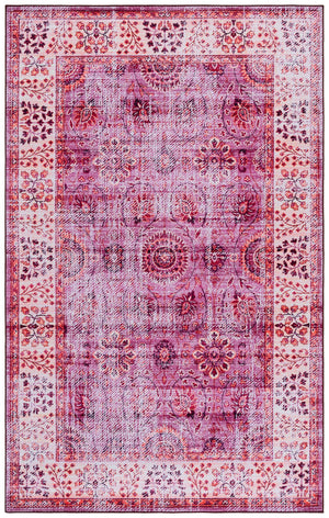 Safavieh Tucson Traditional Area Rug - Soft, Durable, Machine Washable & Slip Resistant For Easy Care Fuchsia ,Rust Polyester Pile Tsn204p-5