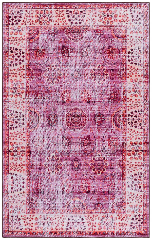 Safavieh Tucson Traditional Area Rug - Soft, Durable, Machine Washable & Slip Resistant For Easy Care Fuchsia ,Rust Polyester Pile Tsn204p-5