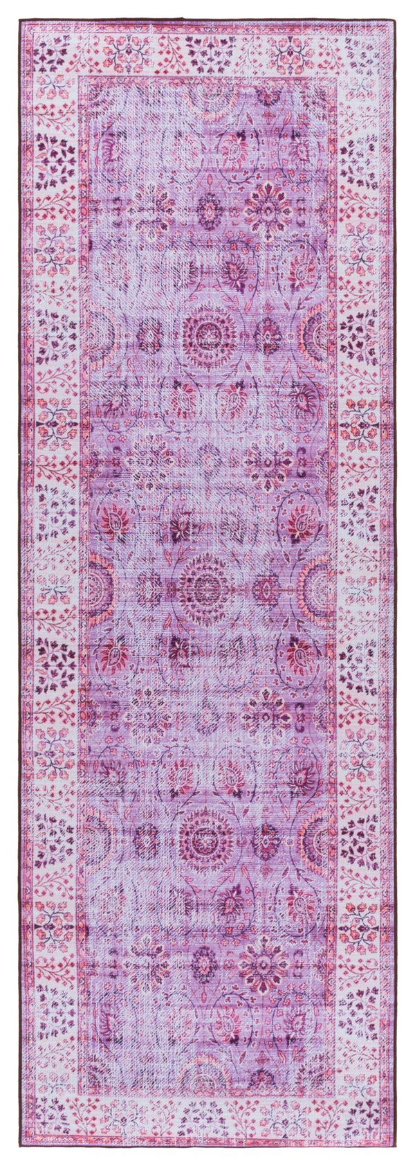 Safavieh Tucson Traditional Area Rug - Soft, Durable, Machine Washable & Slip Resistant For Easy Care Violet ,Beige Polyester Pile Tsn204q-28