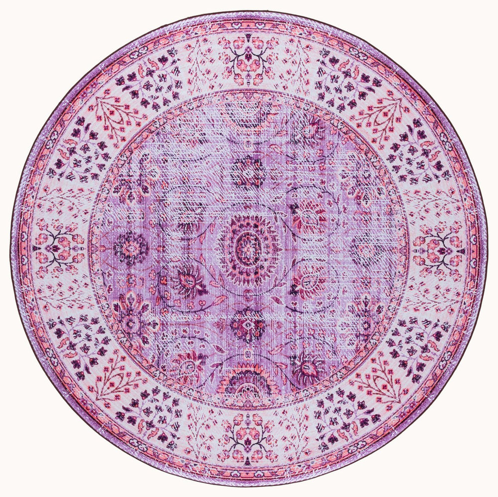 Safavieh Tucson Traditional Area Rug - Soft, Durable, Machine Washable & Slip Resistant For Easy Care Violet ,Beige Polyester Pile Tsn204q-6r