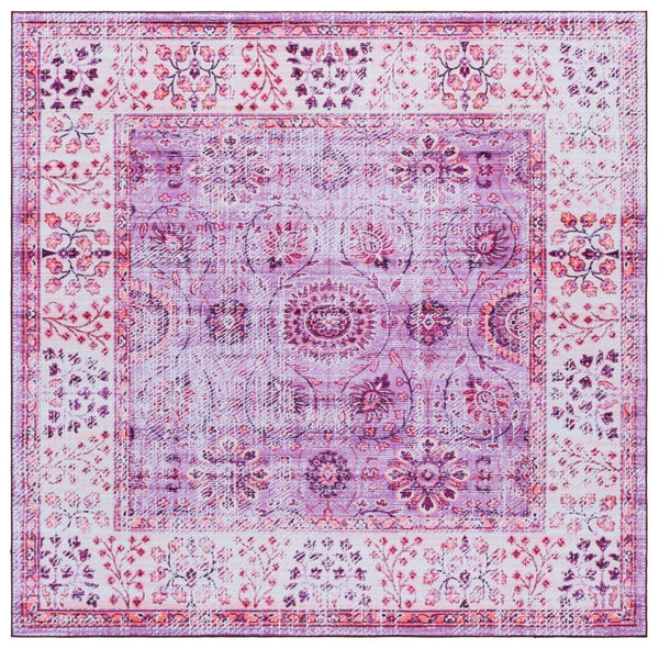 Safavieh Tucson Area Rug - Elegant Green-grey And Beige Design, Machine Washable, Slip Resistant For Safety Violet ,Beige Polyester Pile Tsn204q-8