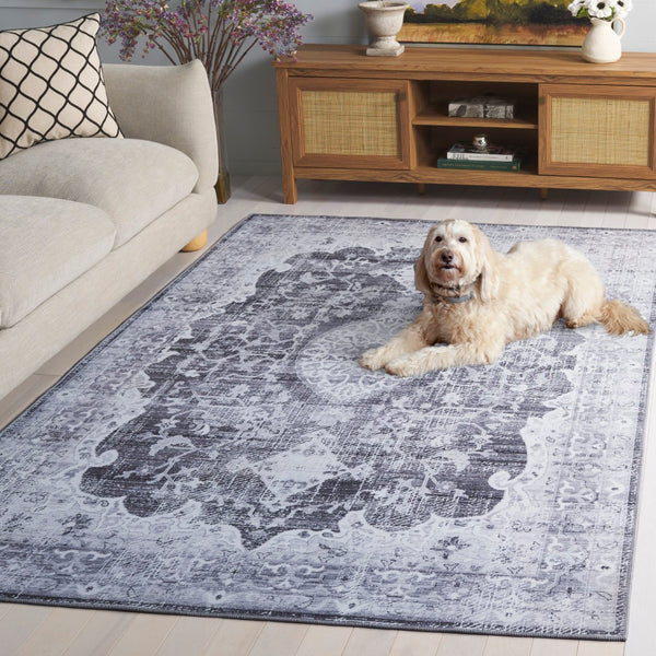 Safavieh Tucson Luxurious Machine Washable Area Rug - Elegant Slip-resistant Design For Timeless Style Dark Grey ,Light Grey Polyester Pile Tsn206f-4