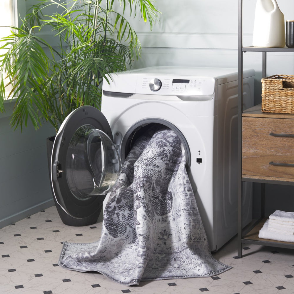 Safavieh Tucson Luxurious Machine Washable Area Rug - Elegant Slip-resistant Design For Timeless Style Dark Grey ,Light Grey Polyester Pile Tsn206f-4