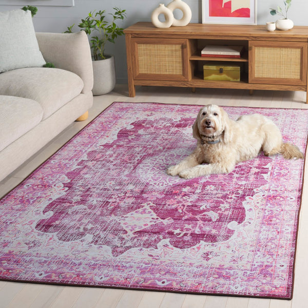 Safavieh Tucson Luxurious Machine Washable Area Rug - Elegant Slip-resistant Design For Timeless Style Fuchsia ,Purple Polyester Pile Tsn206p-6