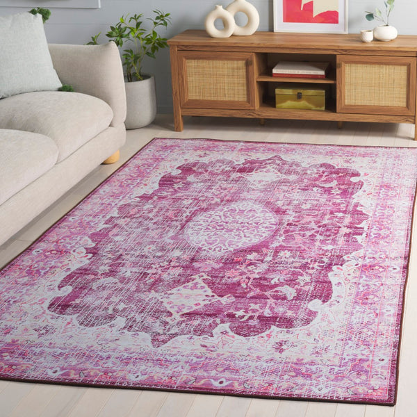 Safavieh Tucson Luxurious Machine Washable Area Rug - Elegant Slip-resistant Design For Timeless Style Fuchsia ,Purple Polyester Pile Tsn206p-6