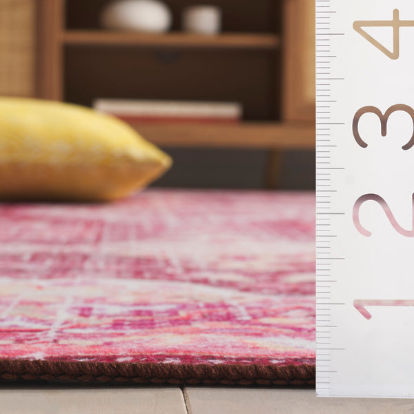 Safavieh Tucson Area Rug - Power Loomed Comfort With Slip Resistance & Washable Durability For Modern Homes Burgundy ,Pink Polyester Pile Tsn206q-5