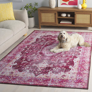 Safavieh Tucson Area Rug - Power Loomed Comfort With Slip Resistance & Washable Durability For Modern Homes Burgundy ,Pink Polyester Pile Tsn206q-5