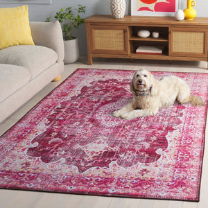 Safavieh Tucson Luxurious Machine Washable Area Rug - Elegant Slip-resistant Design For Timeless Style Burgundy ,Pink Polyester Pile Tsn206q-28
