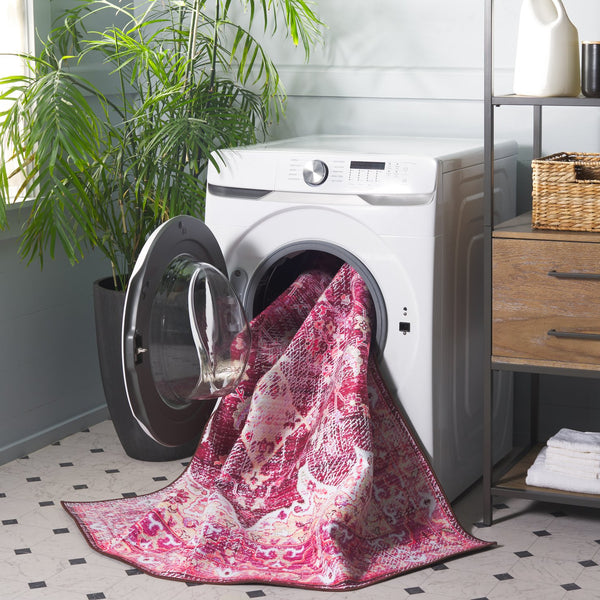 Safavieh Tucson Area Rug - Power Loomed Comfort With Slip Resistance & Washable Durability For Modern Homes Burgundy ,Pink Polyester Pile Tsn206q-5