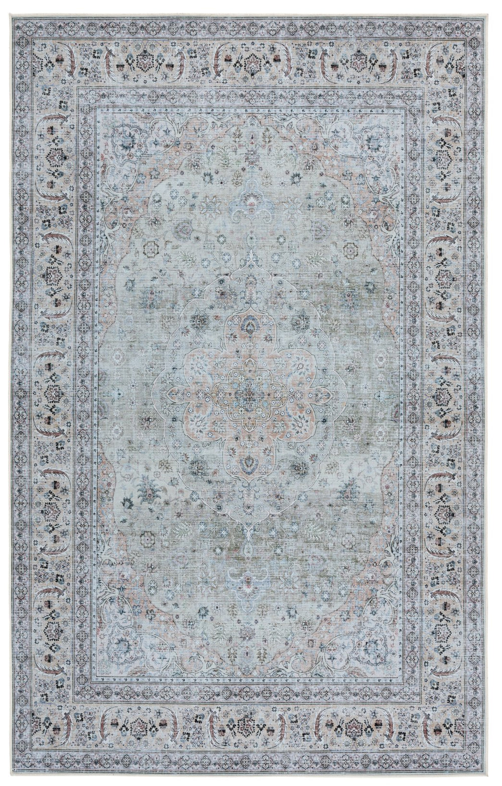 Safavieh Tucson Light Green & Beige Area Rug - Elegant 5' X 8' Traditional Design, Washable & Slip Resistant Light Green ,Beige Polyester Pile Tsn222y-5