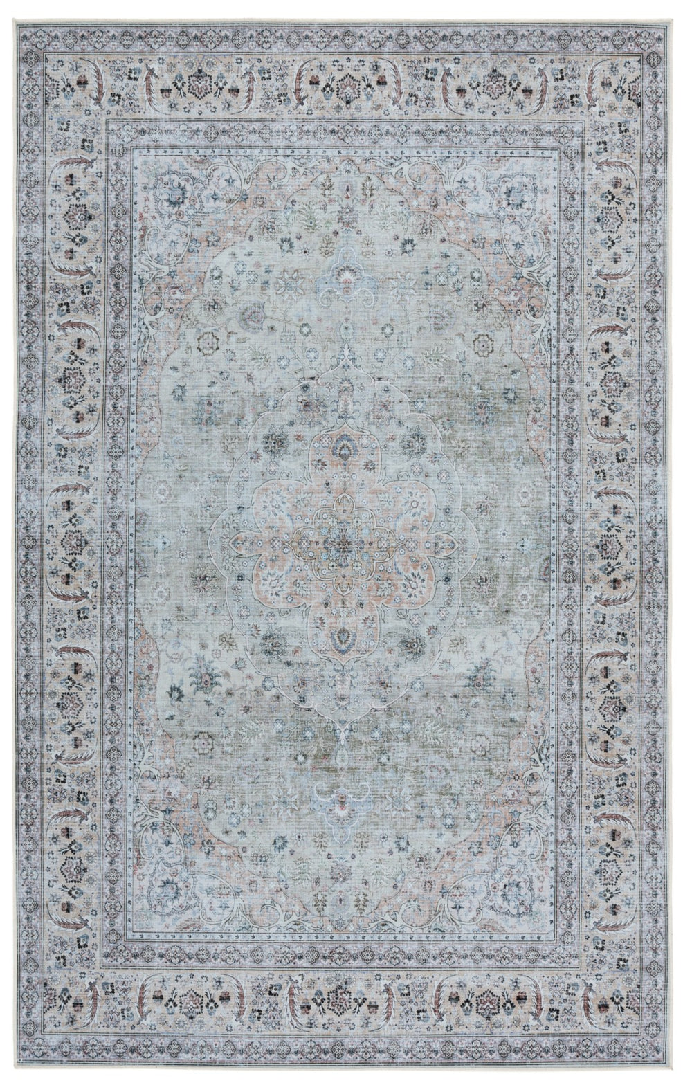 Safavieh Tucson Elegant Polyester Pile Rug - Traditional Style, Washable, Slip-resistant For Home Decor Light Green ,Beige Polyester Pile Tsn222y-6