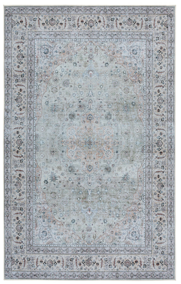 Safavieh Tucson Elegant Polyester Pile Rug - Traditional Style, Washable, Slip-resistant For Home Decor Light Green ,Beige Polyester Pile Tsn222y-6