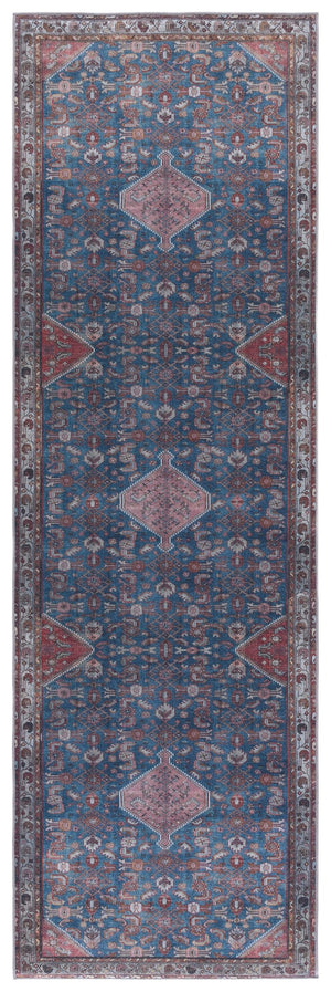 Safavieh Tucson Elegant Runner Rug For Hallway - Timeless Design With Washable, Slip-resistant Backing Blue ,Rust Polyester Pile Tsn228l-28