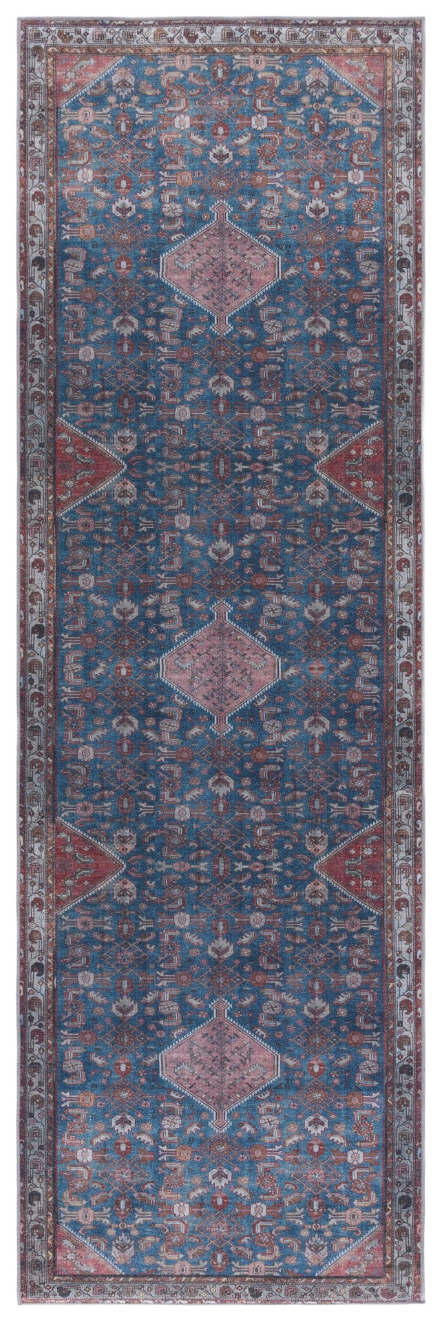 Safavieh Tucson Area Rug – Elegant Polyester Design For Warmth And Style In Any Home Decor, Washable & Slip Resistant Blue ,Rust Polyester Pile Tsn228l-4