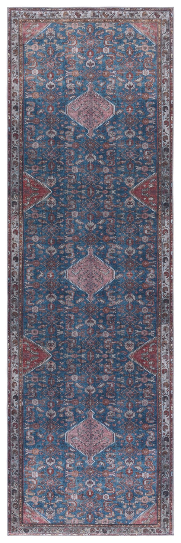 Safavieh Tucson Area Rug – Elegant Polyester Design For Warmth And Style In Any Home Decor, Washable & Slip Resistant Blue ,Rust Polyester Pile Tsn228l-4