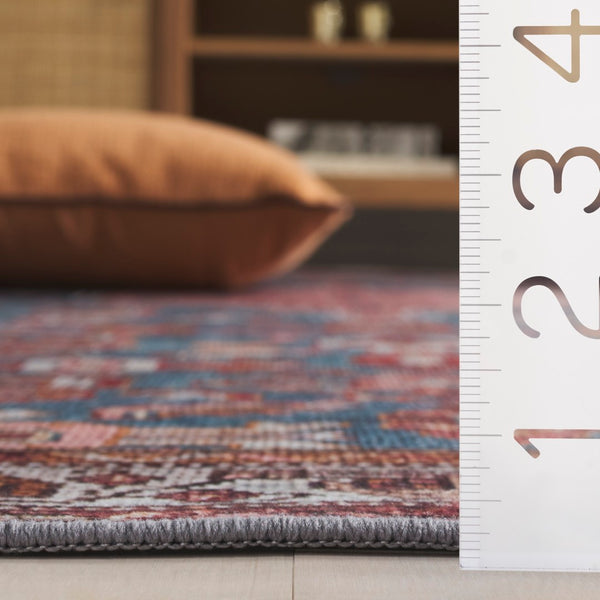 Safavieh Tucson Area Rug – Elegant Polyester Design For Warmth And Style In Any Home Decor, Washable & Slip Resistant Blue ,Rust Polyester Pile Tsn228l-4