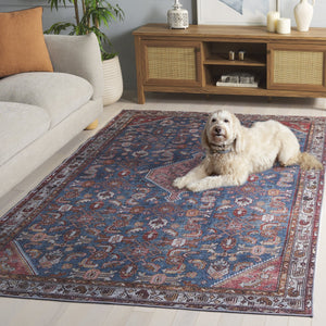 Safavieh Tucson Elegant Runner Rug For Hallway - Timeless Design With Washable, Slip-resistant Backing Blue ,Rust Polyester Pile Tsn228l-5