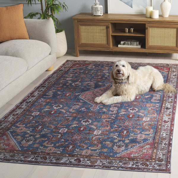 Safavieh Tucson Elegant Runner Rug For Hallway - Timeless Design With Washable, Slip-resistant Backing Blue ,Rust Polyester Pile Tsn228l-5
