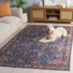 Safavieh Tucson Area Rug – Elegant Polyester Design For Warmth And Style In Any Home Decor, Washable & Slip Resistant Blue ,Rust Polyester Pile Tsn228l-4