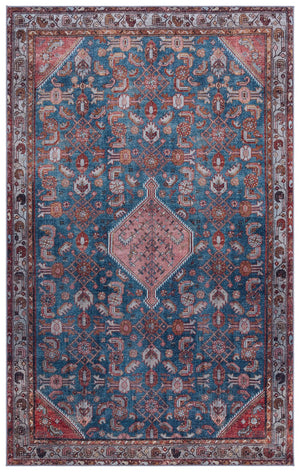 Safavieh Tucson Elegant Runner Rug For Hallway - Timeless Design With Washable, Slip-resistant Backing Blue ,Rust Polyester Pile Tsn228l-5