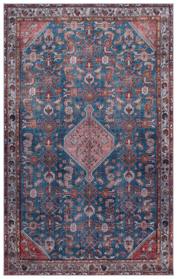 Safavieh Tucson Elegant Runner Rug For Hallway - Timeless Design With Washable, Slip-resistant Backing Blue ,Rust Polyester Pile Tsn228l-5