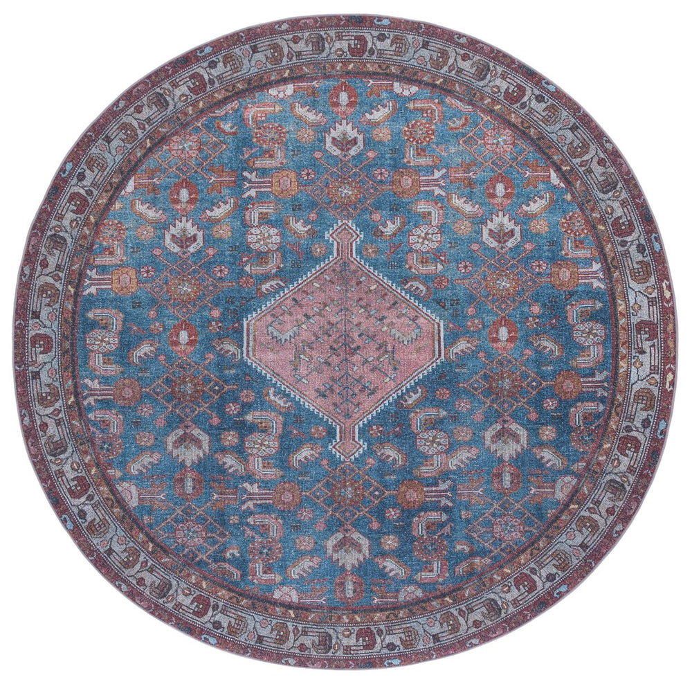 Safavieh Tucson Elegant Runner Rug For Hallway - Timeless Design With Washable, Slip-resistant Backing Blue ,Rust Polyester Pile Tsn228l-6sq
