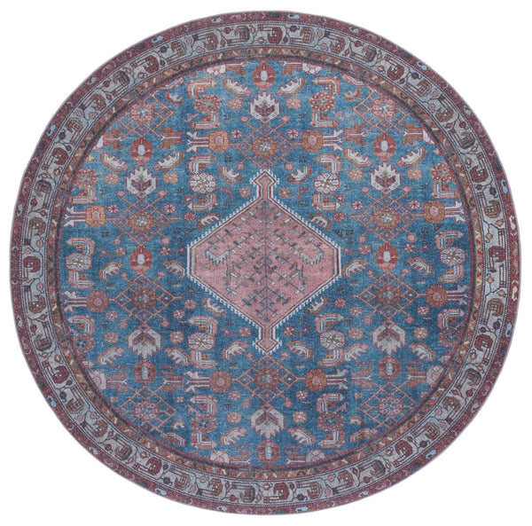 Safavieh Tucson Area Rug – Elegant Polyester Design For Warmth And Style In Any Home Decor, Washable & Slip Resistant Blue ,Rust Polyester Pile Tsn228l-4