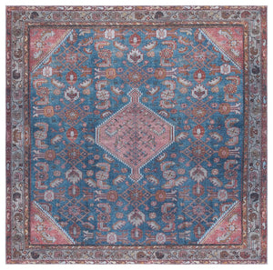 Safavieh Tucson Elegant Runner Rug For Hallway - Timeless Design With Washable, Slip-resistant Backing Blue ,Rust Polyester Pile Tsn228l-6sq
