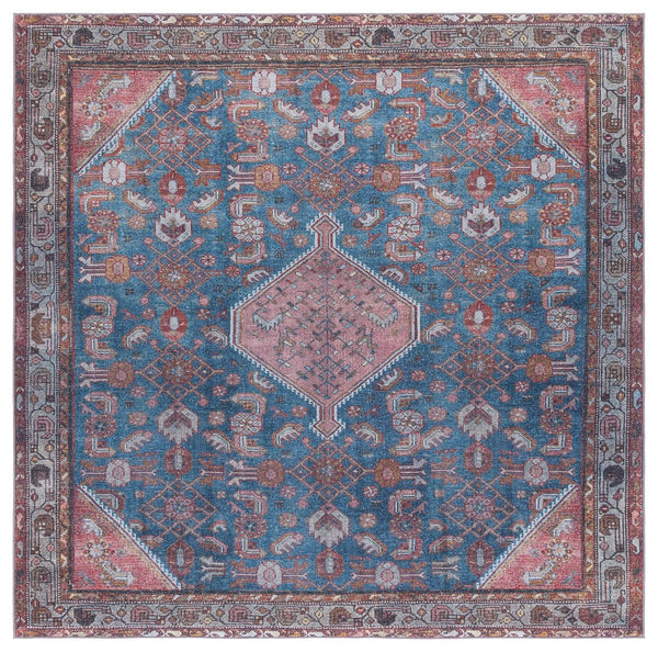 Safavieh Tucson Elegant Runner Rug For Hallway - Timeless Design With Washable, Slip-resistant Backing Blue ,Rust Polyester Pile Tsn228l-6sq