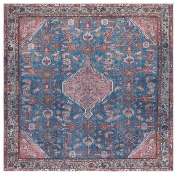 Safavieh Tucson Area Rug – Elegant Polyester Design For Warmth And Style In Any Home Decor, Washable & Slip Resistant Blue ,Rust Polyester Pile Tsn228l-4