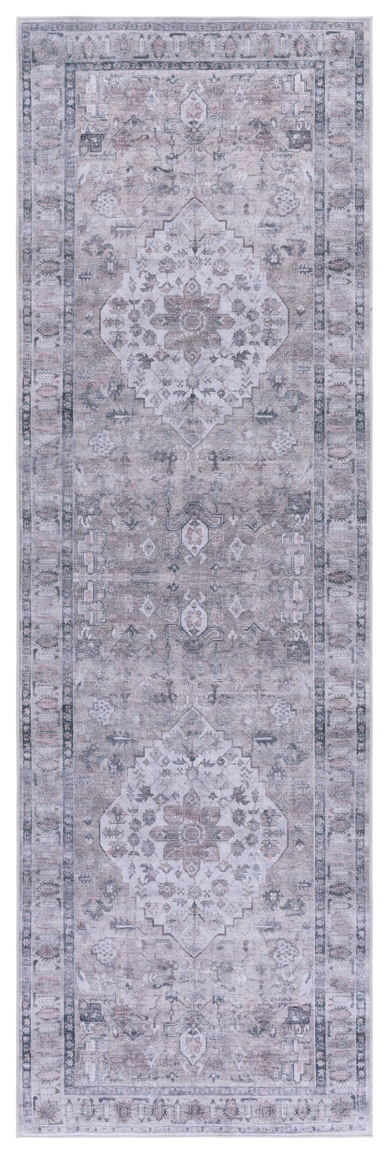 Safavieh Tucson Traditional Area Rug - Elegant Slip-resistant Runner For Hallways, Washable & Durable Design Grey ,Light Fuchsia Polyester Pile Tsn230f-6r