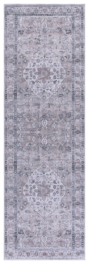 Safavieh Tucson Traditional Area Rug - Elegant Slip-resistant Runner For Hallways, Washable & Durable Design Grey ,Light Fuchsia Polyester Pile Tsn230f-28