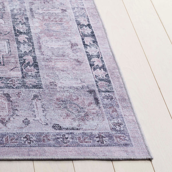 Safavieh Tucson Traditional Area Rug - Elegant Slip-resistant Runner For Hallways, Washable & Durable Design Grey ,Light Fuchsia Polyester Pile Tsn230f-5