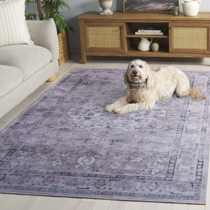 Safavieh Tucson Traditional Area Rug - Elegant Slip-resistant Runner For Hallways, Washable & Durable Design Grey ,Light Fuchsia Polyester Pile Tsn230f-5