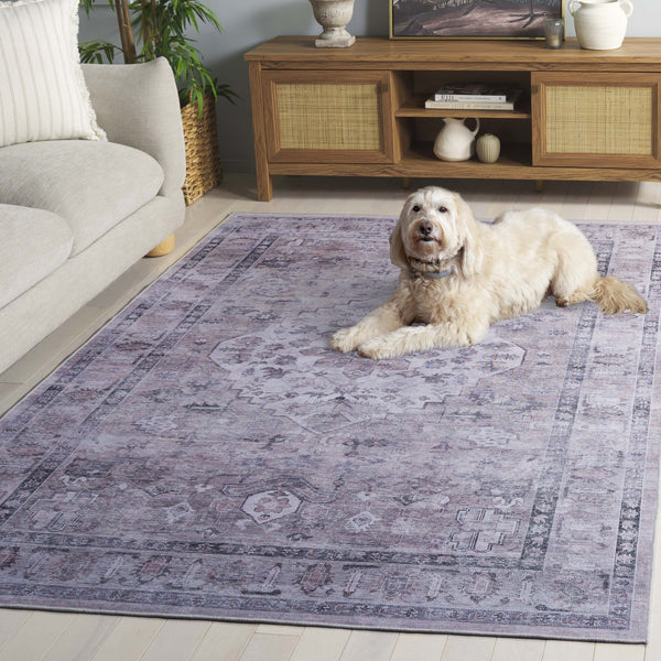 Safavieh Tucson Traditional Area Rug - Elegant Slip-resistant Runner For Hallways, Washable & Durable Design Grey ,Light Fuchsia Polyester Pile Tsn230f-5