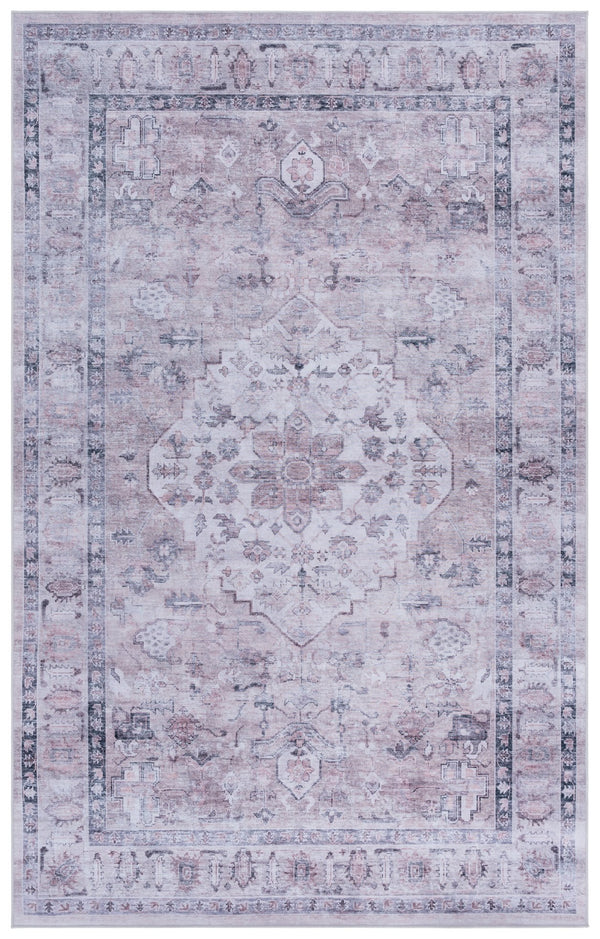Safavieh Tucson Traditional Area Rug - Elegant Slip-resistant Runner For Hallways, Washable & Durable Design Grey ,Light Fuchsia Polyester Pile Tsn230f-5