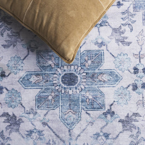 Safavieh Tucson Runner Rug - Stylish Power Loomed Design, Durable Polyester, Washable & Slip Resistant Elegance Blue ,Grey Polyester Pile Tsn231m-5