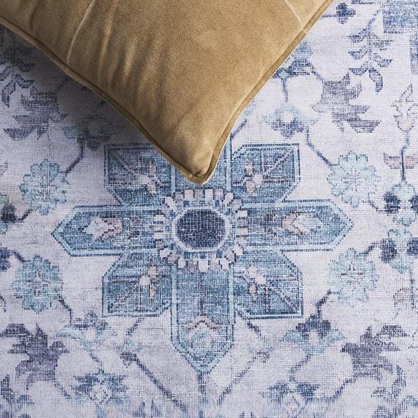 Safavieh Tucson Runner Rug - Stylish Power Loomed Design, Durable Polyester, Washable & Slip Resistant Elegance Blue ,Grey Polyester Pile Tsn231m-5