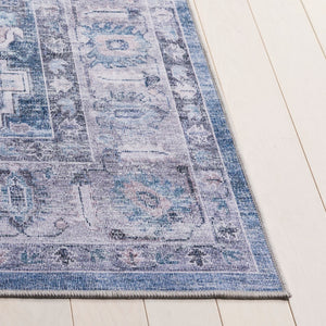 Safavieh Tucson Charming Area Rug With Soft Polyester Pile, Traditional Style, And Washable Design For Homes Blue ,Grey Polyester Pile Tsn231m-4