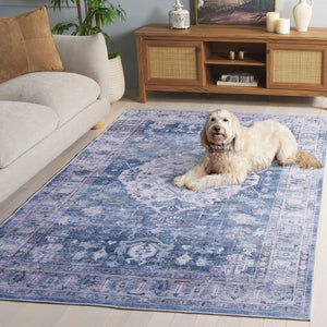 Safavieh Tucson Charming Area Rug With Soft Polyester Pile, Traditional Style, And Washable Design For Homes Blue ,Grey Polyester Pile Tsn231m-4