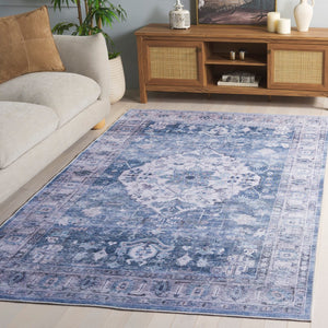 Safavieh Tucson Charming Area Rug With Soft Polyester Pile, Traditional Style, And Washable Design For Homes Blue ,Grey Polyester Pile Tsn231m-4