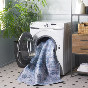 Safavieh Tucson Charming Area Rug With Soft Polyester Pile, Traditional Style, And Washable Design For Homes Blue ,Grey Polyester Pile Tsn231m-4