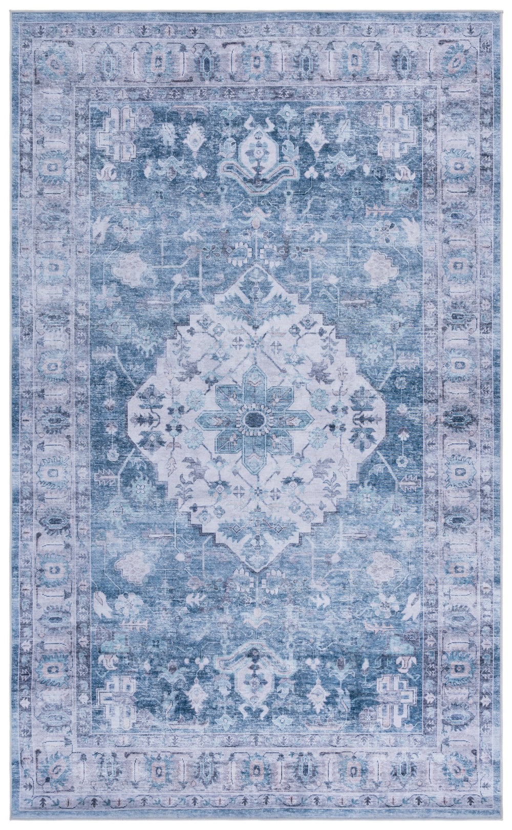 Safavieh Tucson Runner Rug - Stylish Power Loomed Design, Durable Polyester, Washable & Slip Resistant Elegance Blue ,Grey Polyester Pile Tsn231m-6r