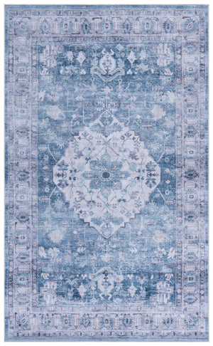 Safavieh Tucson Runner Rug - Stylish Power Loomed Design, Durable Polyester, Washable & Slip Resistant Elegance Blue ,Grey Polyester Pile Tsn231m-5