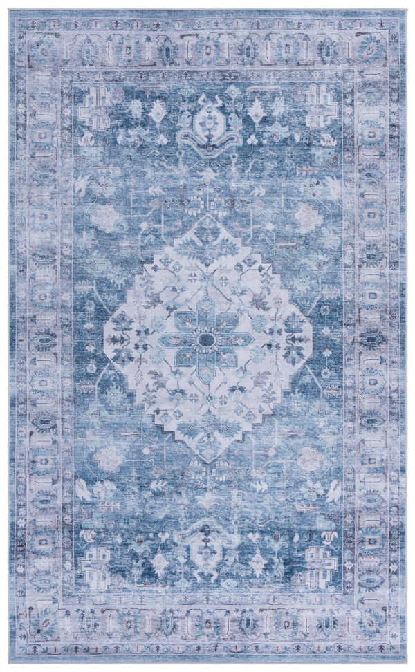 Safavieh Tucson Runner Rug - Stylish Power Loomed Design, Durable Polyester, Washable & Slip Resistant Elegance Blue ,Grey Polyester Pile Tsn231m-5