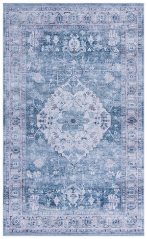 Safavieh Tucson Charming Area Rug With Soft Polyester Pile, Traditional Style, And Washable Design For Homes Blue ,Grey Polyester Pile Tsn231m-4