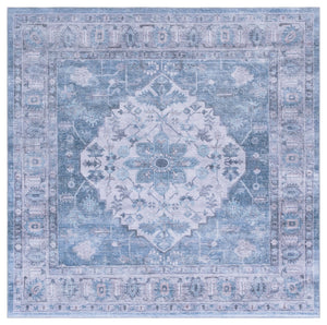 Safavieh Tucson Runner Rug - Stylish Power Loomed Design, Durable Polyester, Washable & Slip Resistant Elegance Blue ,Grey Polyester Pile Tsn231m-6sq