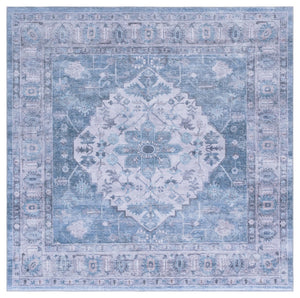 Safavieh Tucson Charming Area Rug With Soft Polyester Pile, Traditional Style, And Washable Design For Homes Blue ,Grey Polyester Pile Tsn231m-4