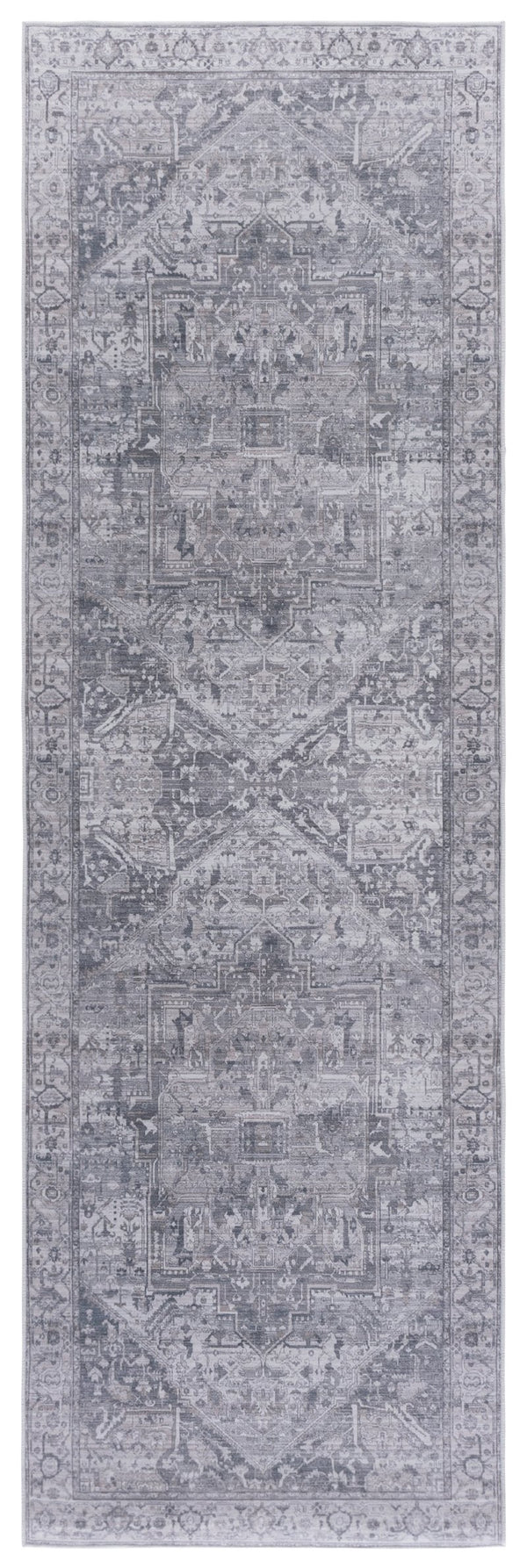 Safavieh Tucson Area Rug Runner - Elegant Power Loomed Design For Hallways, Washable & Slip Resistant Comfort Grey ,Light Grey Polyester Pile Tsn232f-28